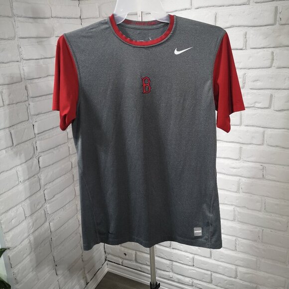 Nike Pro Genuine Merchandise Ladies Size Large Grey & Red Boston Red Sox T-shirt - Picture 1 of 14